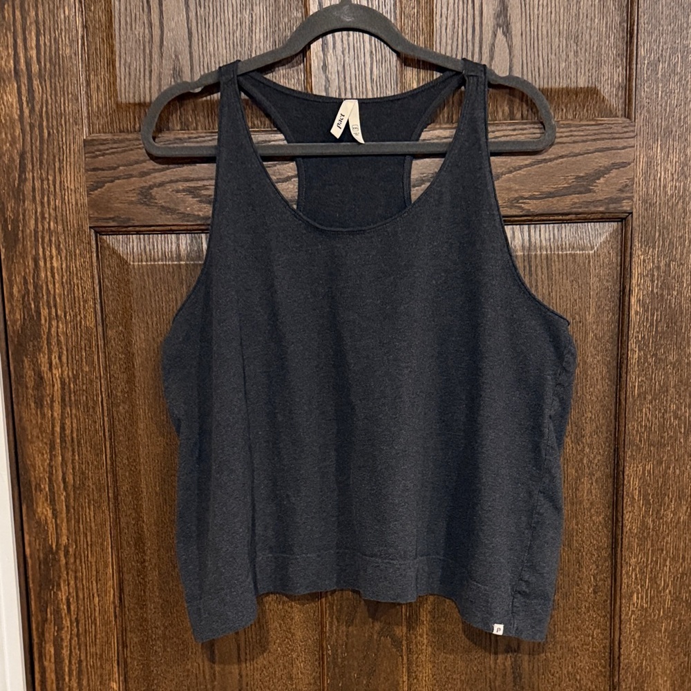 Pact Charcoal Gray Cotton Cropped Racerback Tank Top Size XXL